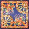 Pañuelo de seda Mai Tong de 90 cm x 90 cm, nuevo diseño de rueda con flores, pañuelo cuadrado de seda de imitación para mujer.