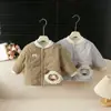 Chamarra de algodón bordada con cordero para bebé e infante, abrigo ligero acolchado para niños, prenda exterior cálida de otoño e invierno para bebé