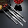 Palillos Domésticos de Acero Inoxidable 316L Antideslizantes Acero Inoxidable Cuadrados Completos Semicuadrados Palillos de Pescado Caja de Regalo de Alta Gama Cuadrados Antirrodamiento
