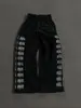 Moletom com Capuz e Estampa de Letras Tendência Americana Avant-Garde Hip-Hop para Homens e Mulheres Calça Reta