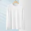 Camiseta de manga larga para hombre, adecuada para primavera y otoño, corte holgado, cuello redondo, capa interior fina, base elástica, versátil y moderna