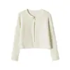 Chaqueta de punto elegante de manga larga con cuello redondo y hilo metálico para mujer, estilo europeo y americano transfronterizo, nueva moda 2026 6427004