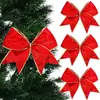 Adornos para Árbol de Navidad con Lazo Rojo Terciopelo Transfronterizos Corona para Fiesta Familiar Estilo Europeo y Americano Regalo de Navidad