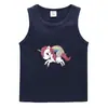 Colete Infantil de Verão Unicórnio Estilo Coreano Algodão Casual Camisa Base Absorvente de Suor Doce Meia-idade Sem Mangas Moletom