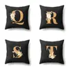 Funda de Almohada de Poliéster Decoración de Coche Hogar 26 Letras Inglesas Impresas Cojín Lumbar Funda de Almohada para Sofá QTB47
