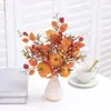 Decoraciones de plantas verdes artificiales en maceta para paisajismo del hogar, decoración de bodas, ramas de olivo, hojas de arce de Halloween, bayas, adornos de calabaza artificiales