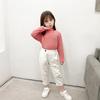 Crianças Gola Meia Alta Veludo Estilo Coreano All-Match Confortável Meninas Roupas de Primavera Meninos Camiseta de Manga Comprida