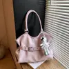 Bolsa Tote Rosa de Alto Padrão Nova para Mulheres 2026, Ombro Único Transversal, Grande Capacidade, Bolsa de Mão Moda Coreana, Simples e Versátil