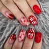 Manicure de Natal vermelha Menina doce europeia e americana ama glitter unha postiça produto acabado usar unha Manicure de Dia dos Namorados unhas