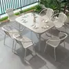 Conjuntos de mesa e cadeira para exterior, pátio ao ar livre, cadeiras e mesas de jantar para varanda exterior, decoração de área de lazer para loja de chá com leite, mesa de ferro para exterior.