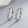 Pendientes Cuadrados Europeos y Americanos de Plata de Ley S925 de Alta Gama Transfronterizos, Pendientes de Moda Personalizados para Mujer, Pendientes Simples en Forma de U