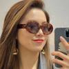 Óculos de Sol Kedun Listrados Zebra Oval Modelo Novo 2021 Mesmo Estilo de Zhou Yangqing Celebridade da Internet Estilo de Rua Personalidade Óculos de Sol Hip-Hop Feminino