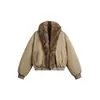Roupas Masculinas Fronteira Norte Marca Americana Moderna 2025 Inverno Novo Retrô Curto Águia da Montanha Jaqueta de Algodão Masculina Grande Gola de Pelo Casaco de Algodão