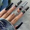 Use unha on-line celebridade ins manicure unha falsa patch cor mudando pêssego diamante decoração ponto diamante destacável dança noiva manicure