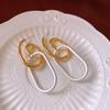 Pendientes con forma de C de circonita y aguja de plata chapados en oro auténtico, diseño coreano con personalidad dulce y moderna, nuevos pendientes al por mayor