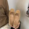 Sapatilhas Quadradas de Camurça com Fivela Quadrada, Aumentadoras de Altura Internas, Estilo Francês, Novidade Outono 2026, Bico Baixo, Elegantes para o Trabalho, Sola Macia, Sapatos de Vovó