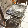 Juego de mesa y sillas pequeñas para balcón con sillas de ratán, juego combinado de tres piezas, mesa y sillas de té para ocio al aire libre, silla impermeable para patio exterior con respaldo
