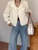 Nueva Chaqueta de Trabajo Casual Suelta de Cuello Alto Corta para Mujer Petite 2026 con un Toque de Alta Gama y Elegancia