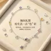 Pulseira Colorida Prateada Eletrodepositada Simples de Moda Popular Transfronteiriça para Mulheres Ins Nicho Fresca Versátil Pulseira de Joia Colorida