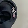 Dulce Lazo Serpiente Enroscada Uña de Hueso de Oreja Pendientes Populares para Mujeres Versátil Pequeño Fresco Acero de Titanio