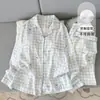 Conjunto de Pijama de Algodão Nuvem Plus Size para Mulheres Cheinhas, Lapela, Cachorrinho Bordado, Roupa de Casa para Primavera/Outono, Conjunto de Duas Peças, Em Estoque, Fornecimento Direto
