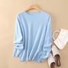 Lujosa Suave y Amigable con la Piel Sin Costuras de Una Sola Pieza 100. Suéter de Punto de Cachemira con Cuello Redondo y Mangas Largas para Mujer, Color Sólido Otoño e Invierno, Camiseta Básica Baidai