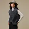 Chaleco de Cachemira de Seda de Alta Gama Ropa de Abrigo de Otoño para Mujer Chaqueta de Punto Cepillado para Mujer Cardigan de Punto Grueso de Lana con Cremallera de Otoño