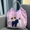 Bolsa de Lona Bordada Ecológica Grande Capacidade Nylon Transversal Tote Bolsa de Ombro para o Dia a Dia Compras Bolsa Tote