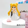 Decoración de Pastel de Cumpleaños de Sailor Moon de Dibujos Animados Hielo de Agua Luna Versión Q Ojos Grandes Postre para Hornear Conejo Lunar Princesa