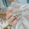 Moño de Organza Acabado Craquelado de Hielo Arte de Uñas Pila Bola de Diamantes Flor de Hielo Blanca Aleación Pila Diamantes Arte de Uñas Joyería de Diamantes