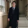 Abrigo de lana de doble cara 100% lana para hombre, otoño e invierno, cuello de solapa, gabardina de cachemir ajustada, abrigo largo hasta la rodilla