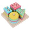 Conjunto de Colunas Geométricas de Madeira para Crianças Brinquedos Educativos Montessori Educação Infantil Blocos de Construção Cognitivos Presente Dia das Crianças