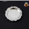 Estante para Cubiertos Plateado y Negro, Soporte de Exhibición para Postres, Mesa de Postres, Soporte de Exhibición Texturizado Estilo Dinero Antiguo de Metal, Plato para Frutas