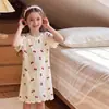 Nuevo estilo de verano para niñas, bata de noche de algodón de bambú, ropa de casa de manga corta, vestido infantil transpirable y ligero, versión coreana