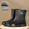 Nuevas botas de lluvia para mujer hasta la pantorrilla, impermeables, antideslizantes, resistentes al desgaste, zapatos de cocina de moda, forrados de felpa, cálidos, zapatos de goma engrosados, botas de lluvia