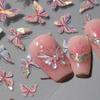 Pegatinas para uñas de mariposa Aurora en relieve de celebridad popular en línea 2024 Nuevo color mágico de luz de concha joyería para uñas de deseo puro