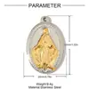 Ojo de Diablo Corazón Flor de Cinco Pétalos Dos Tonos Incrustados de Diamantes Colgante DIY de Acero Inoxidable Aretes de Búho para Mujer Joyería de Acero de Titanio