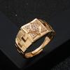 Explosões de Moda Europeia e Americana Anel de Micro Zircônia Banhado a Ouro Cobre Anel Masculino Aberto Ajustável Versão Grande Acessórios Hip Hop