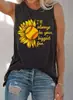 Comercio electrónico transfronterizo Amazon Nuevo girasol béisbol Soy tu fan para siempre estampado cuello redondo sin mangas camiseta para mujer