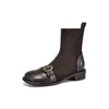 Europa y Estados Unidos 33 con nuevas botas de caballero costura hebilla de cinturón comercio exterior 43 tacón cuadrado botas botas cortas calcetines para adultos botas mujer