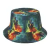 Chapéu de Pescador Estampado com Padrão de Vegetais Criativo Novo 2024 Chapéu de Sol Casual ao Ar Livre de Verão para Mulheres Mais Fácil de Combinar Chapéu Balde