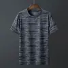 Camiseta de Manga Corta de Seda Helada para Hombre de Verano, Camiseta de Malla Transpirable de Secado Rápido para Hombre, Holgada, Talla Grande, Top Deportivo Moderno