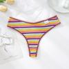 Ropa Interior de Algodón Puro para Mujer con Rayas de Arcoíris de Color Contrastante para Chica Sexy, Tanga de Cintura Baja, Algodón Puro Transpirable