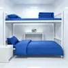 Conjunto de Lençol e Capa de Edredom de Três Peças, Algodão Puro, Capa de Edredom Azul Chama Resistente ao Fogo, Colcha para Uso em Dormitório, Conjunto de Roupa de Cama de Seis Peças