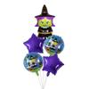 Nuevo Halloween Pieza de Cinco Cabeza de Calabaza Fantasma Gato Negro Globo de Película de Aluminio Venta al por Mayor Fiesta Decoración de Fiesta