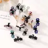 Accesorios para el cabello con diamantes de imitación para niñas y mujeres, estilo coreano 2023, mini pinza pequeña con forma de flor de ciruelo y cristal