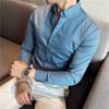 TikTok Live Suprimento Nova Camisa Masculina de Manga Longa Não Amassa Slim Fit Profissional de Negócios Qualidade Casual Camisa Listrada
