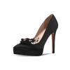 Nuevos Zapatos de Boda Satinados Estilo Francés, Tacones Ultraltos, Tacones Gruesos, Sexy y Elegantes, Plataforma Impermeable, Punta Fina, Estilo de Pasarela, Zapatos de Boca Baja para Mujer