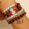 Set de Pulseras de Halloween Europeas y Americanas Divertida Fiesta Calabaza Fantasma Gato Calavera Pulsera de Arcilla Suave Pulsera para Mujeres