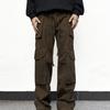 Pantalones Cargo Rectos con Bolsillos Multisolapa Marrón Maillard, Marca de Moda Retro Americana Nueva, Pantalones Casuales con Cordón para Hombre y Mujer